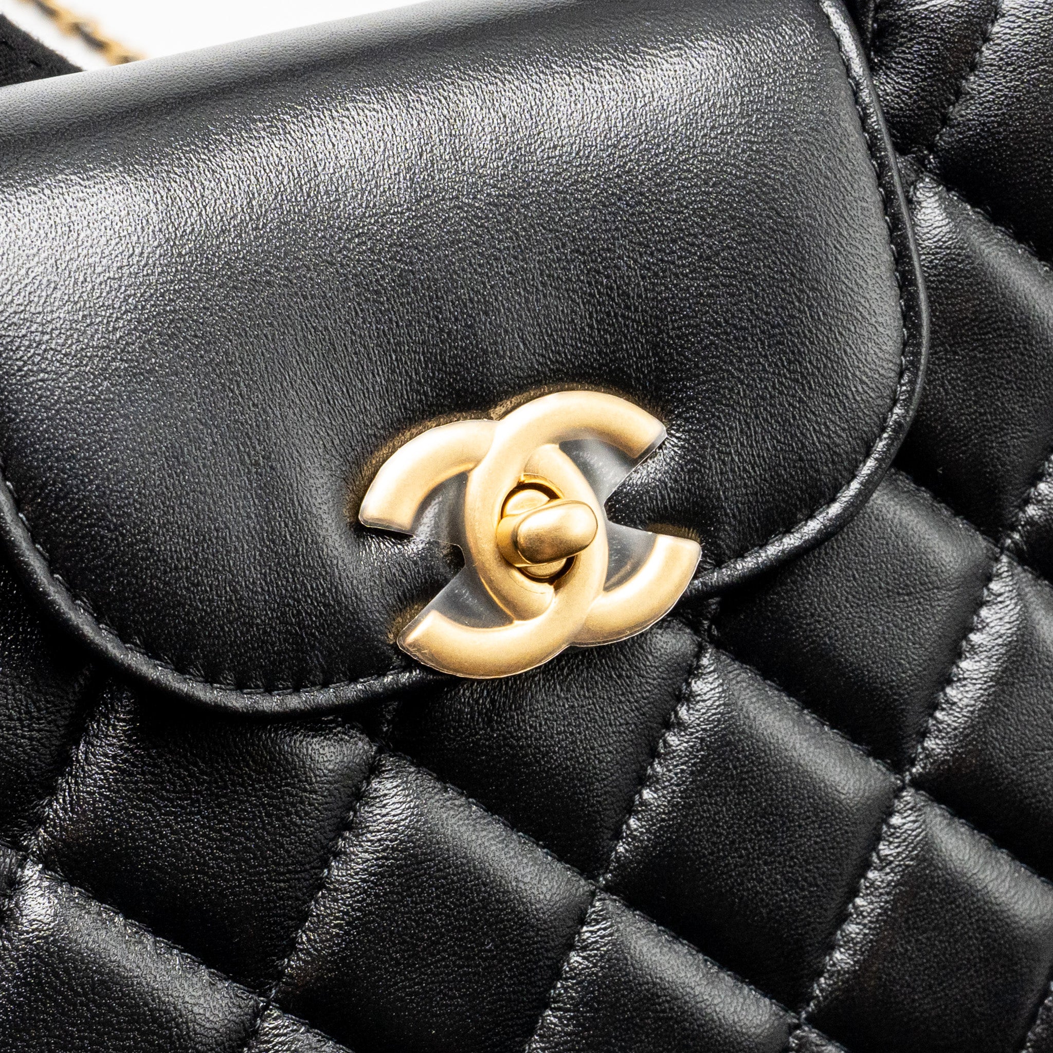 CHANEL 25A MINI KELLY SHOPPING TOTE BAG LAMBSKIN BLACK GHW (MICROCHIP)