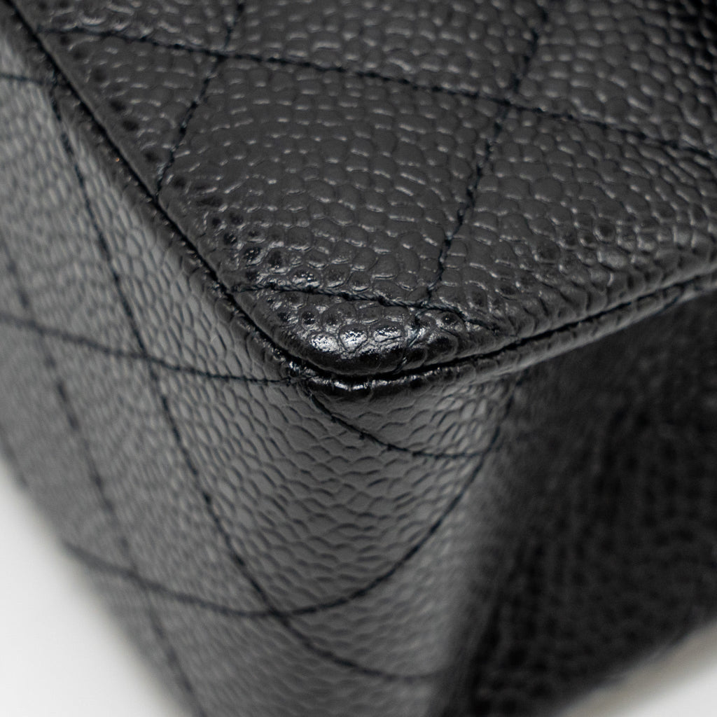 CHANEL SMALL CLASSIC DOUBLE FLAP BAG CAVIAR BLACK SHW