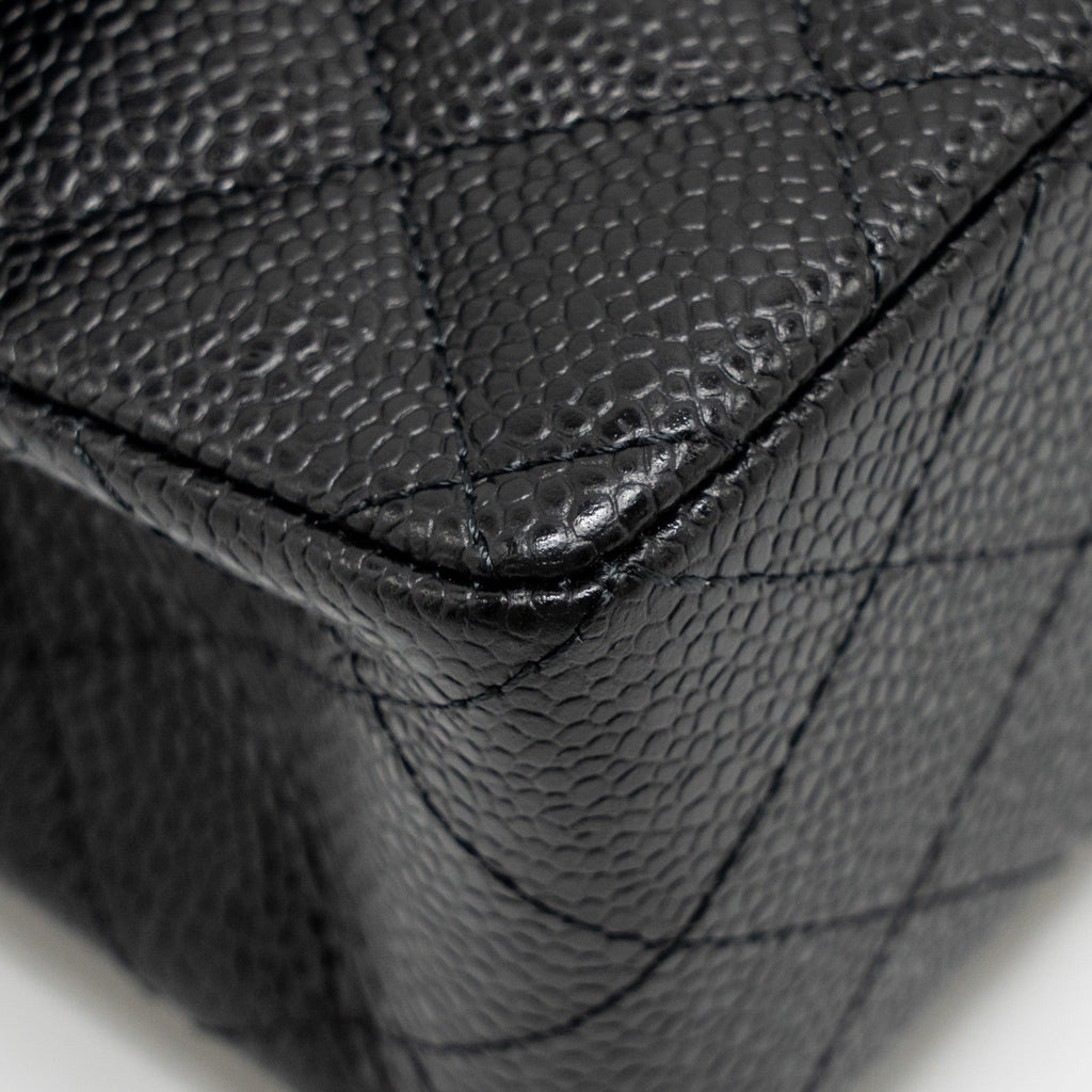 CHANEL SMALL CLASSIC DOUBLE FLAP BAG CAVIAR BLACK SHW