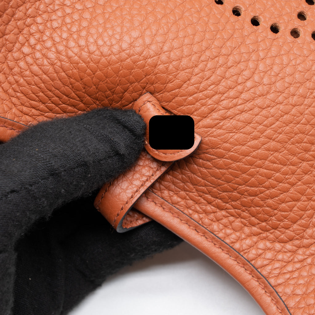 HERMES MINI EVELYN CLEMENCE CUIVRE/CHAI/NATA/BLUE BRUME GHW