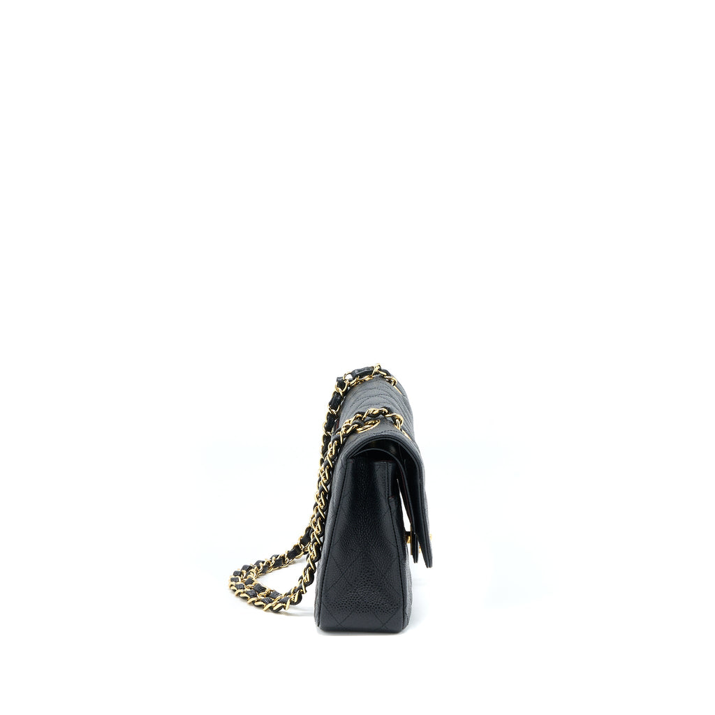 CHANEL MEDIUM CLASSIC DOUBLE FLAP BAG CAVIAR BLACK GHW