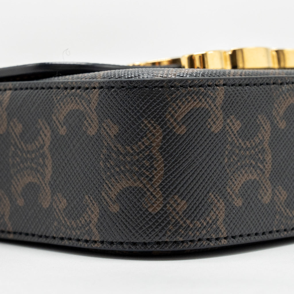 CELINE CLAUDE TRIOMPHE CANVAS / CALFSKIN TAN GHW