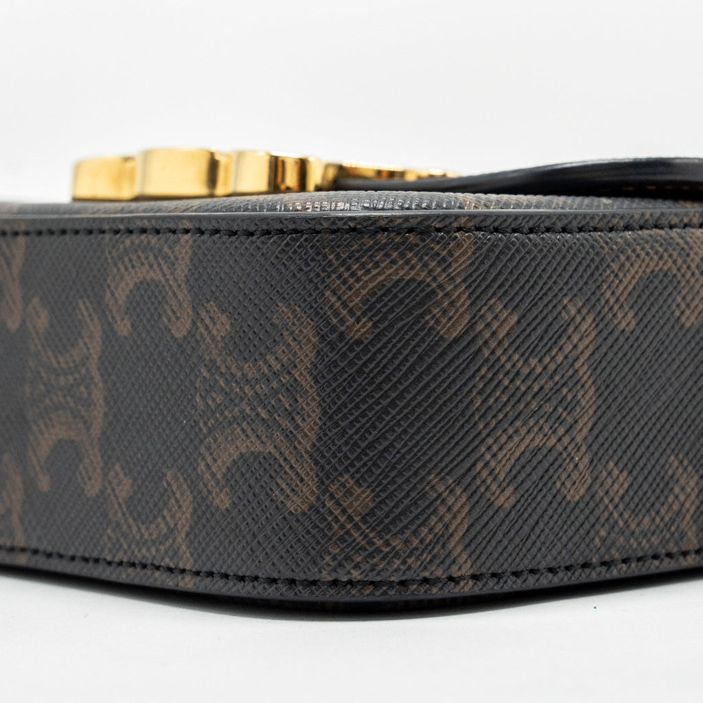 CELINE CLAUDE TRIOMPHE CANVAS / CALFSKIN TAN GHW