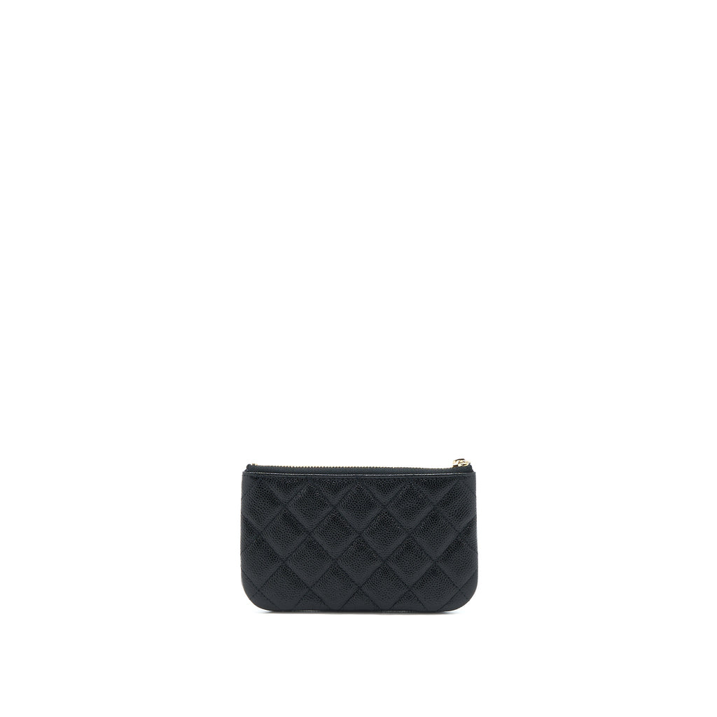 CHANEL ZIPPY SMALL POUCH DETAILED LOGO CAVIAR BLACK LGHW