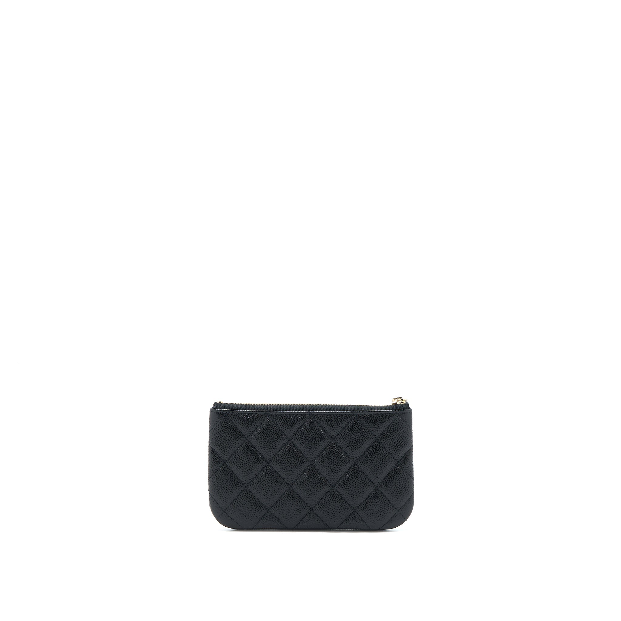 CHANEL ZIPPY SMALL POUCH DETAILED LOGO CAVIAR BLACK LGHW