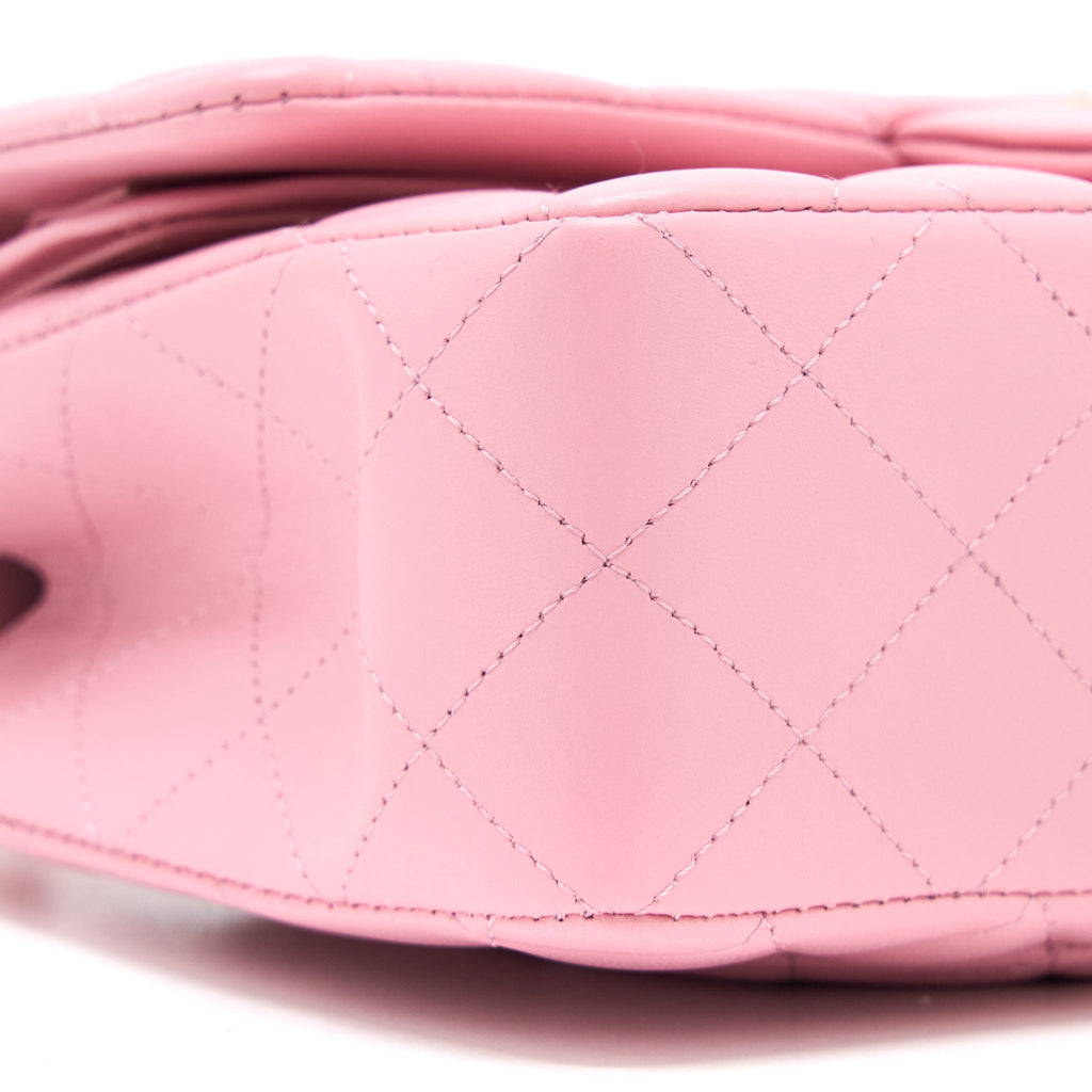 CHANEL SMALL CLASSIC FLAP BAG LAMBSKIN PINK LGHW (MICROCHIP)