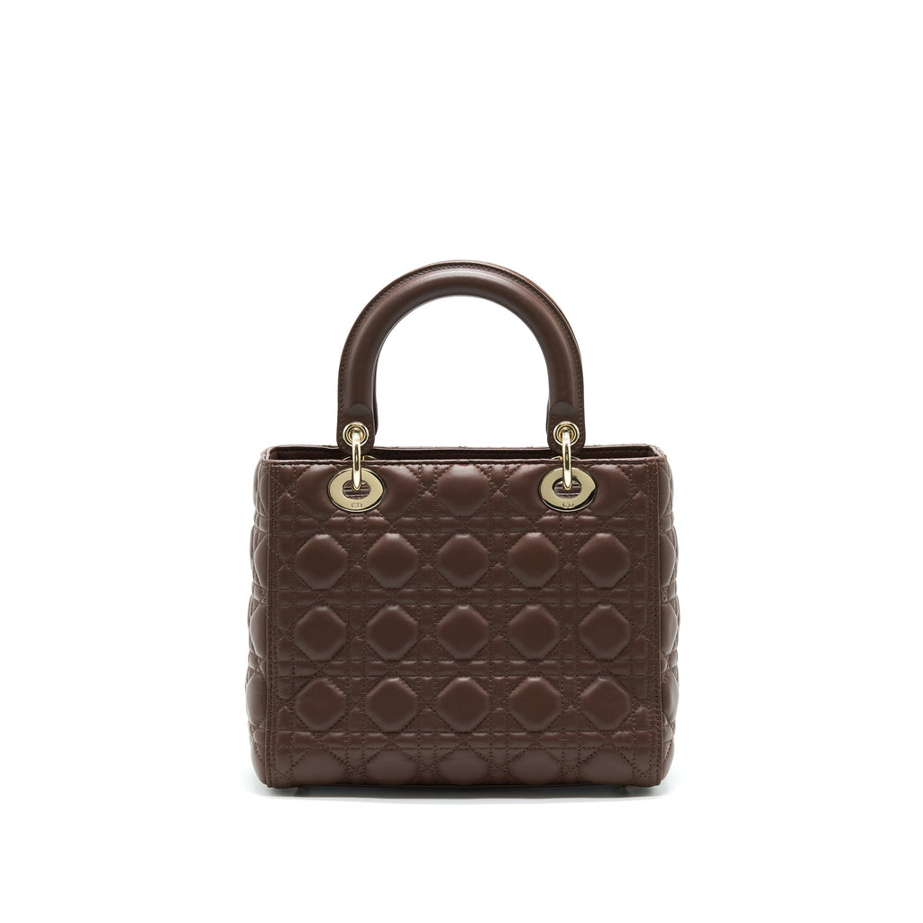 DIOR MEDIUM LADY DIOR CHOCOLATE BROWN LGHW