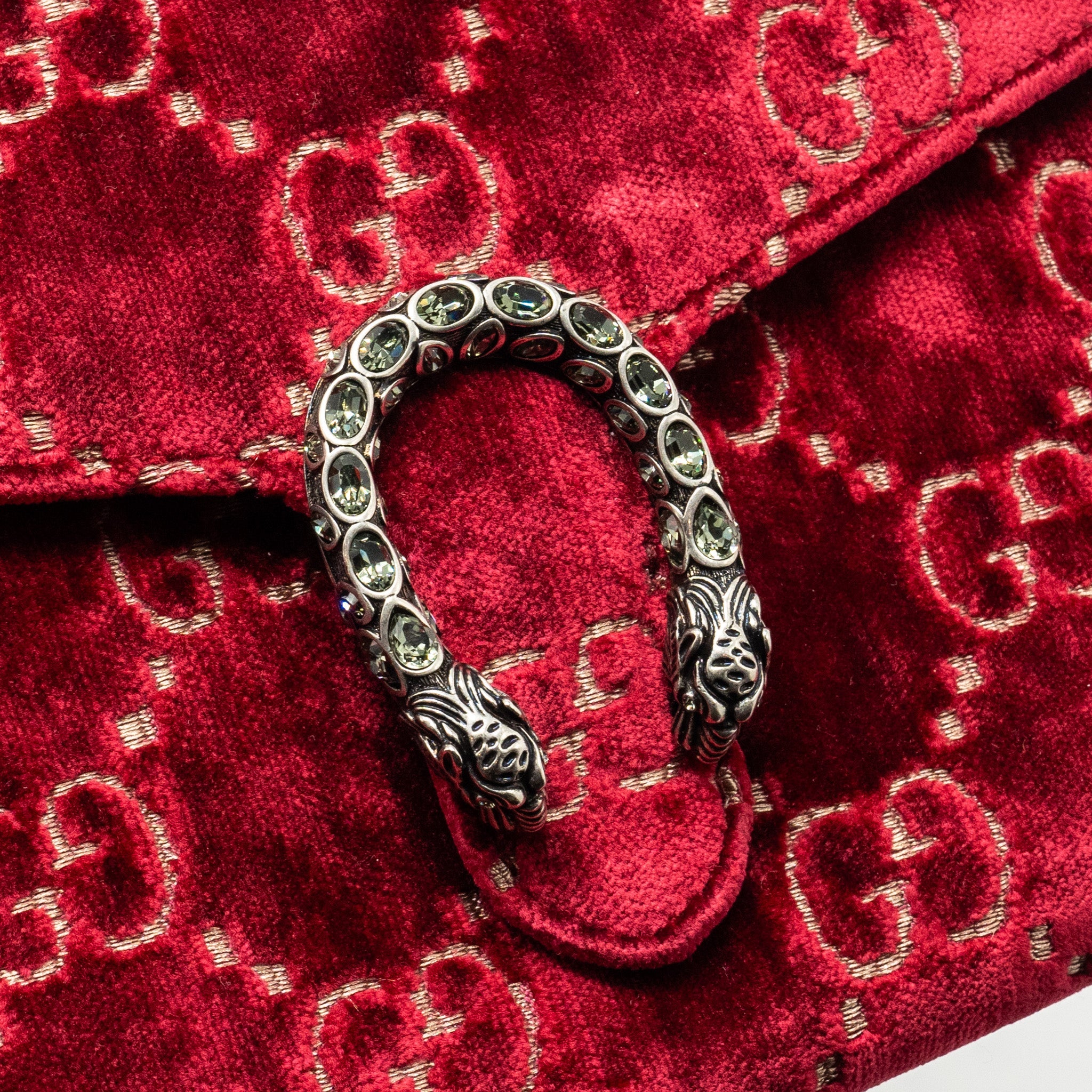 GUCCI DIONYSUS WALLET ON CHAIN VELVET RED SHW