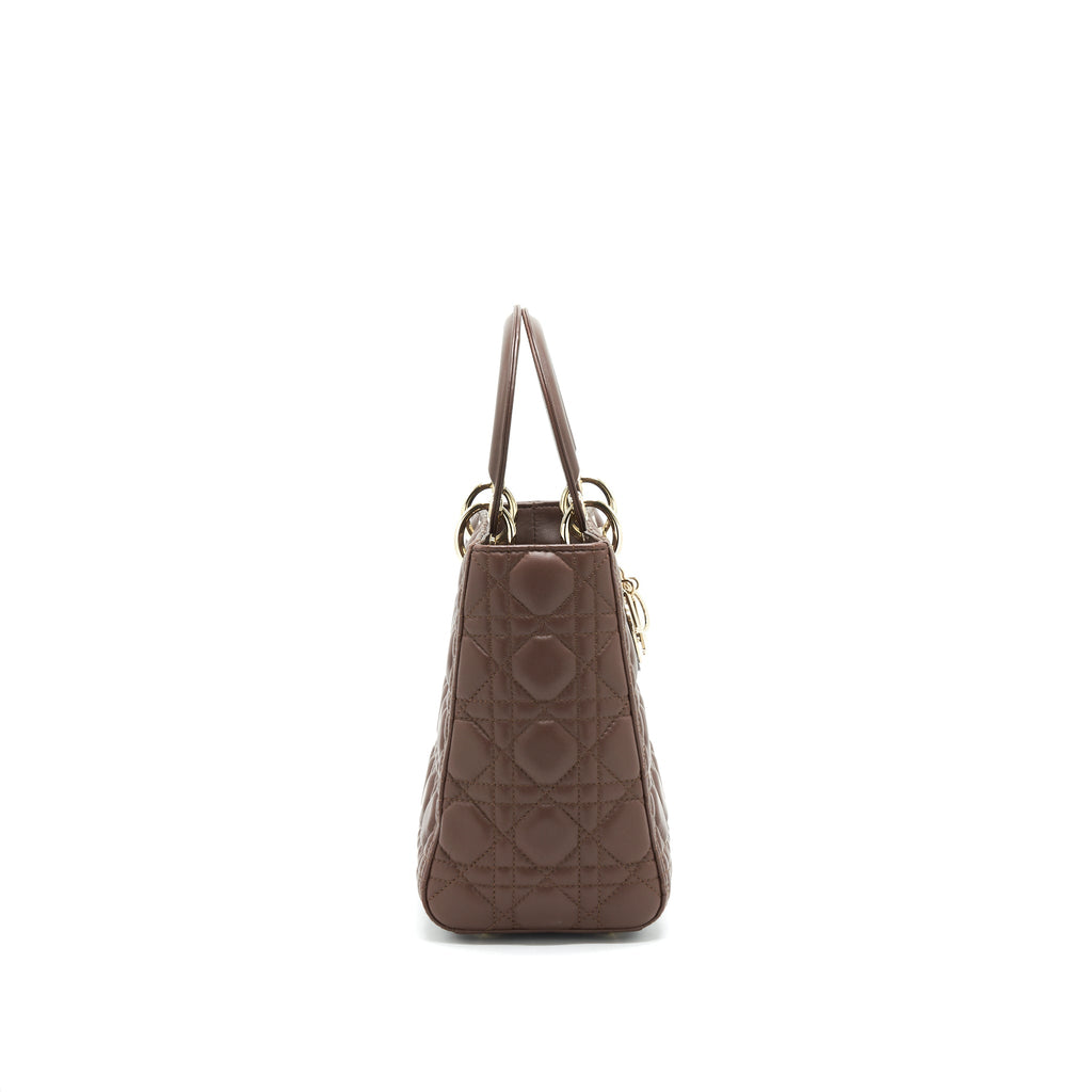 DIOR MEDIUM LADY DIOR CHOCOLATE BROWN LGHW