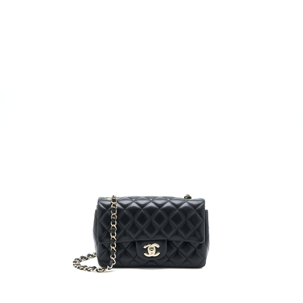 CHANEL MINI RECTANGULAR FLAP BAG LAMBSKIN BLACK LGHW