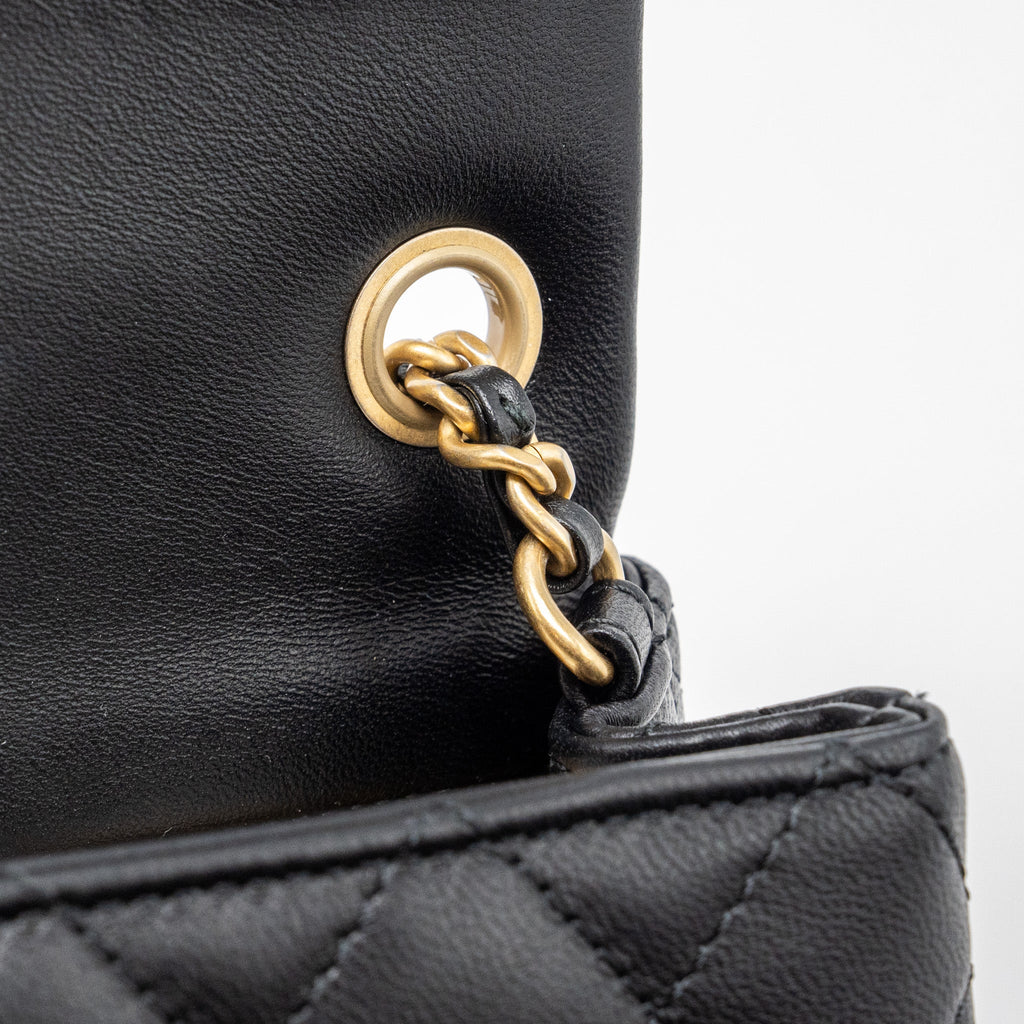 CHANEL 23K PEARL CRUSH MINI RECTANGULAR FLAP BAG LAMBSKIN BLACK GHW (MICROCHIP)
