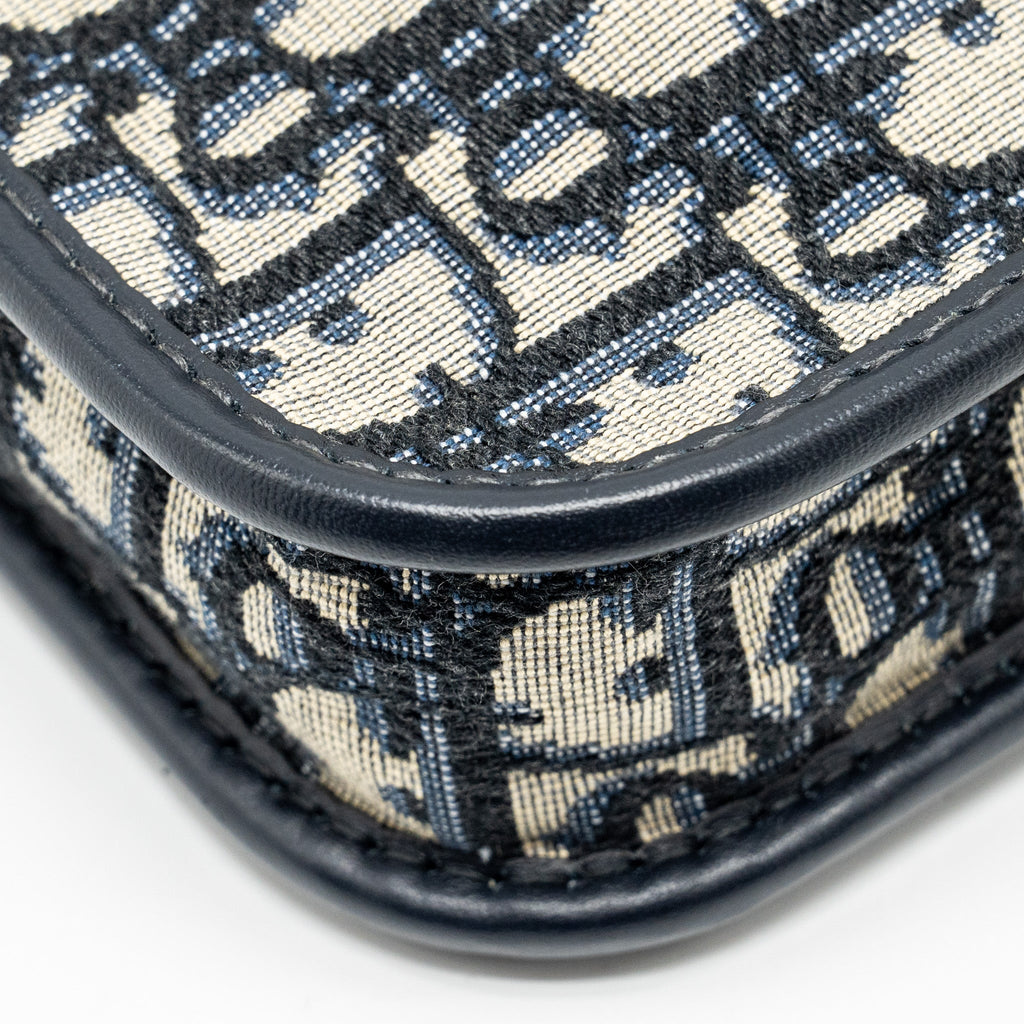 DIOR DIORQUAKE POUCH WITH DIOR SHOULDER WIDE STRAP OBLIQUE CANVAS BLUE GHW (SELL IN A SET)