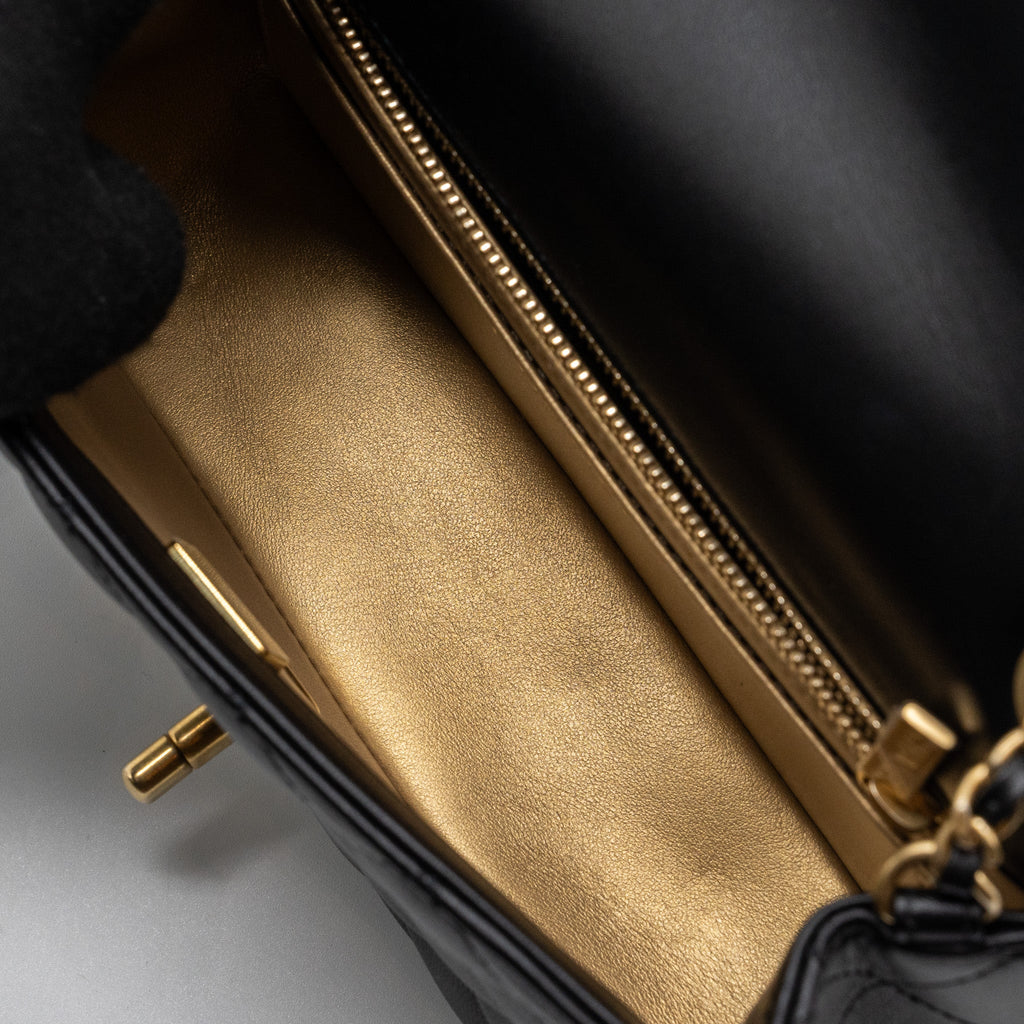 CHANEL 23K PEARL CRUSH MINI RECTANGULAR FLAP BAG LAMBSKIN BLACK GHW (MICROCHIP)