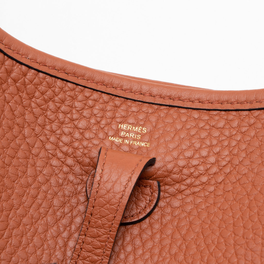 HERMES MINI EVELYN CLEMENCE CUIVRE/CHAI/NATA/BLUE BRUME GHW