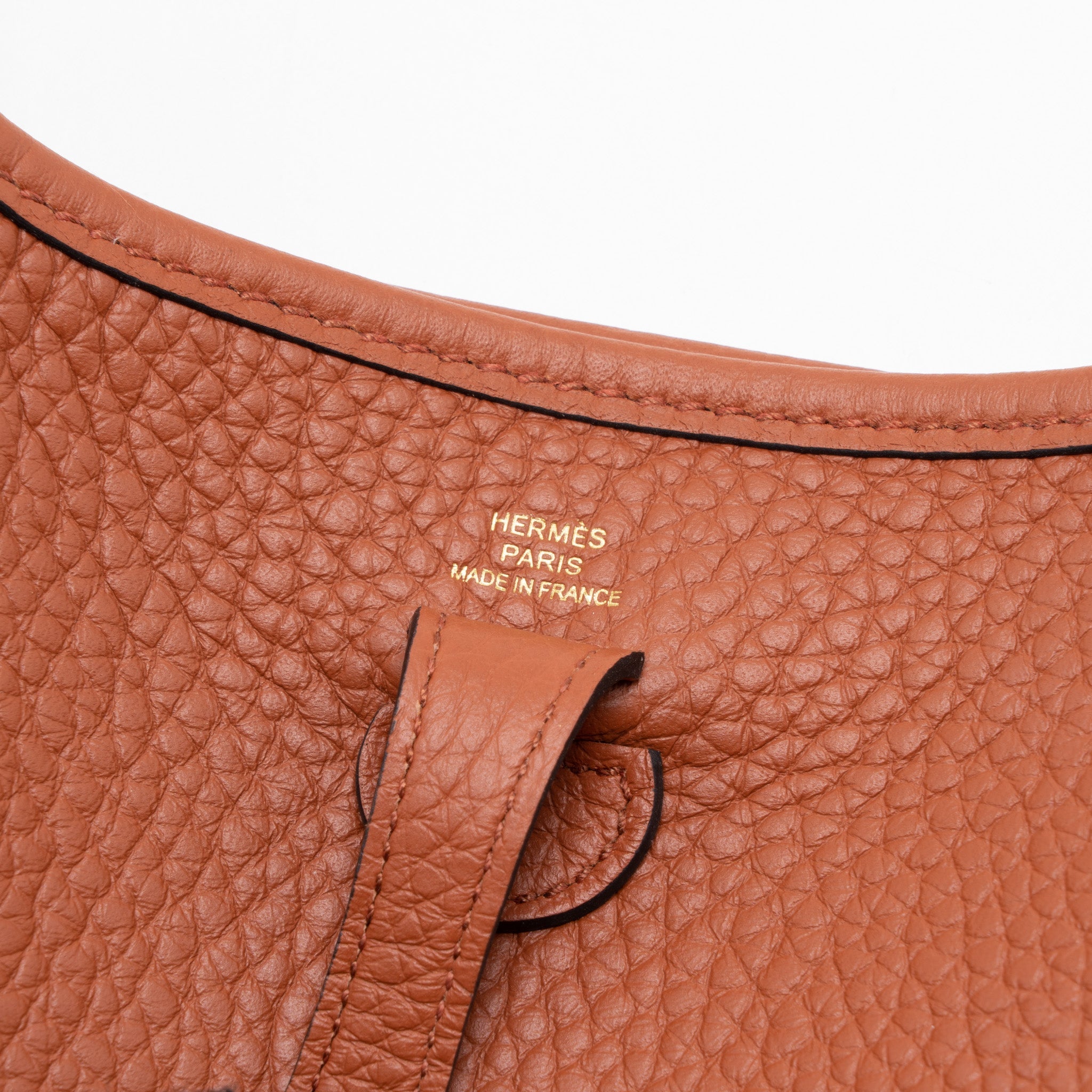 HERMES MINI EVELYN CLEMENCE CUIVRE/CHAI/NATA/BLUE BRUME GHW
