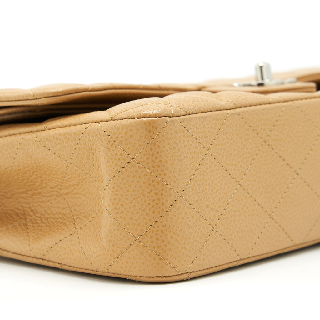 CHANEL MEDIUM CLASSIC DOUBLE FLAP BAG CAVIAR DARK BEIGE SHW