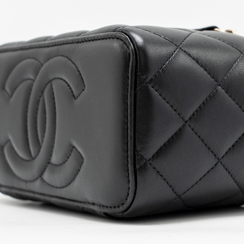 CHANEL TOP HANDLE LONG VANITY LAMBSKIN BLACK GHW(MICROCHIP)