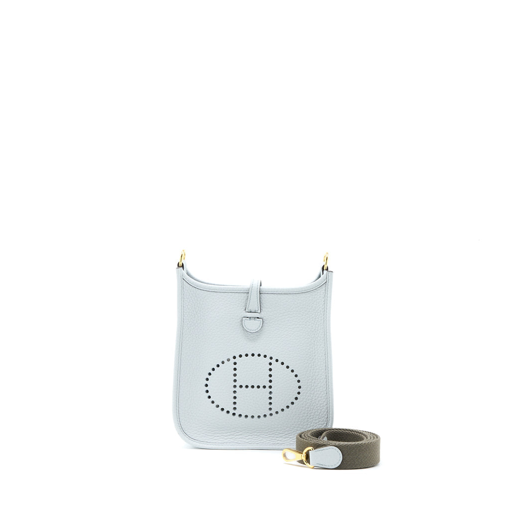 HERMES MINI EVELYN CLEMENCE BLUE PALE/GRIS ETAIN GHW
