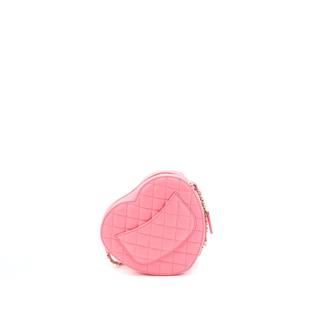 CHANEL 22S HEART BAG LAMBSKIN PINK LGHW (MICROCHIP)