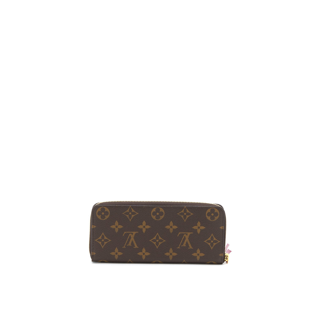 LOUIS VUITTON CLEMENCE LONG WALLET MONOGRAM CANVAS FUCHSIA GHW