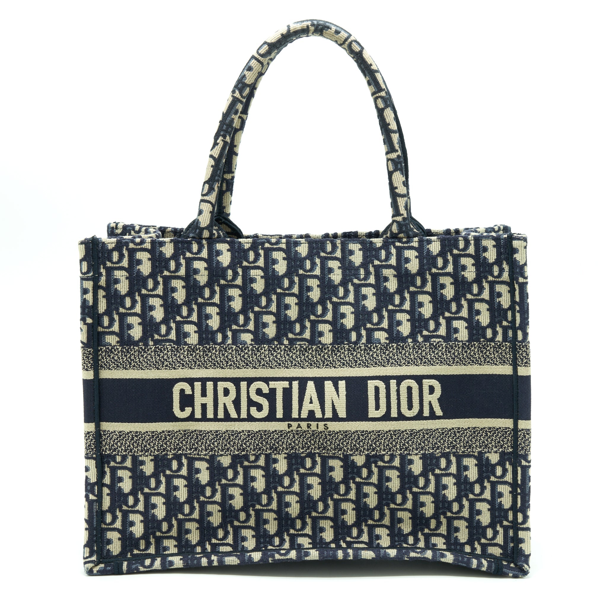 DIOR SMALL BOOK TOTE BAG BLUE OBLIQUE JACQUARD