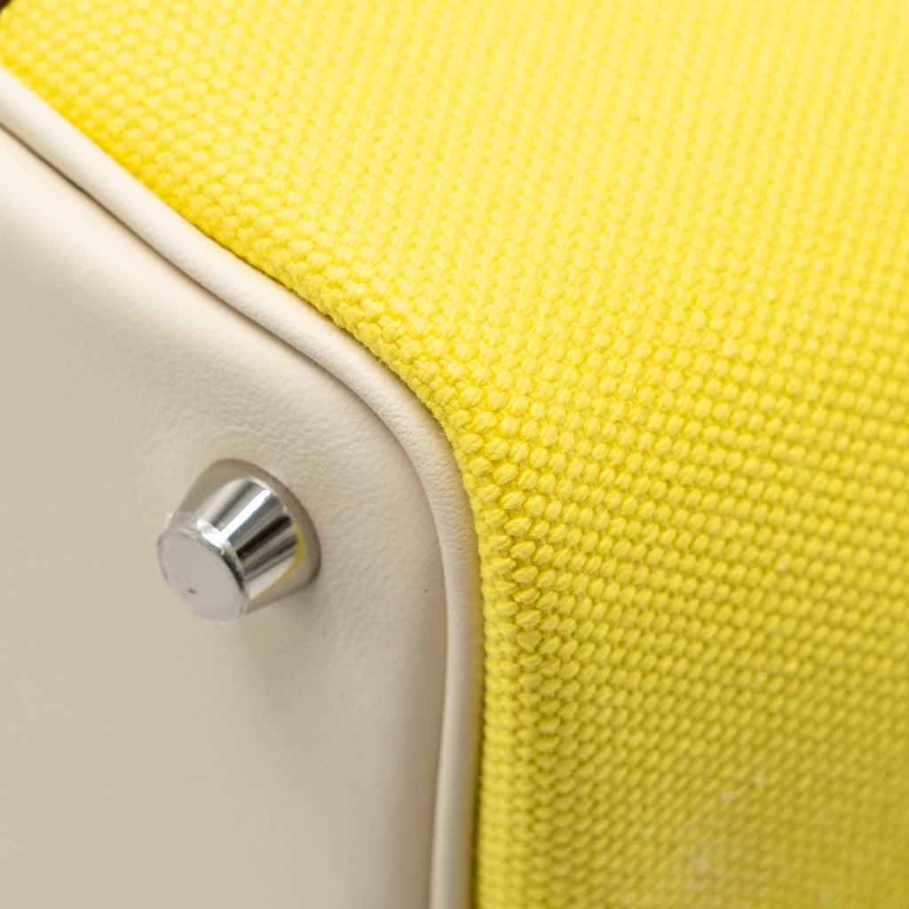 HERMES CARGO PICOTIN 18 LOCK BAG CANVAS/SWIFT JAUNE CITRON/NATA SHW