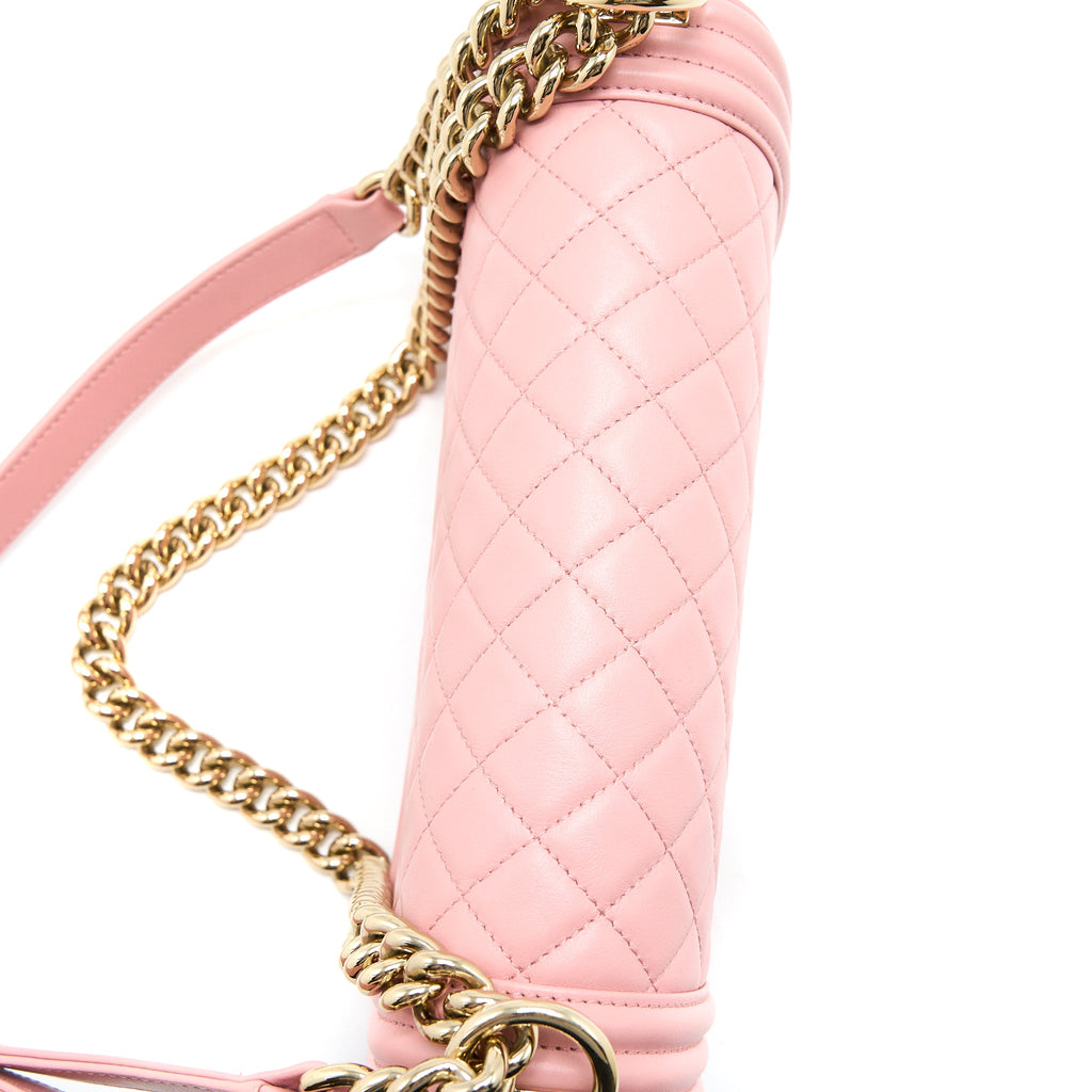 CHANEL MEDIUM BOY BAG CALFSKIN PINK LGHW