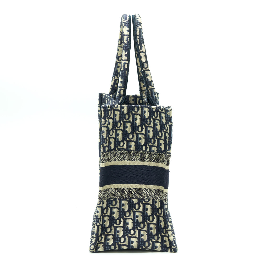 DIOR SMALL BOOK TOTE BAG BLUE OBLIQUE JACQUARD