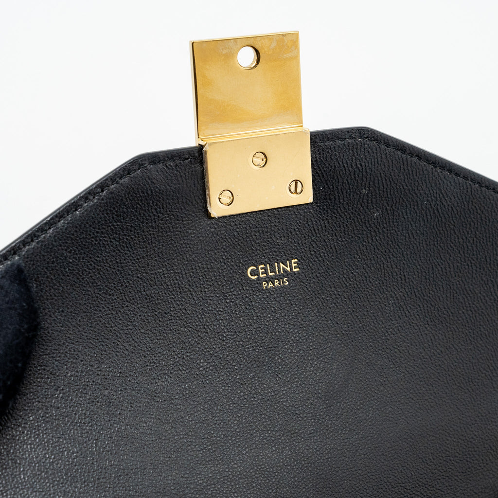 CELINE MEDIUM C BAG TWEED/ LEATHER BLACK/ WHITE GHW