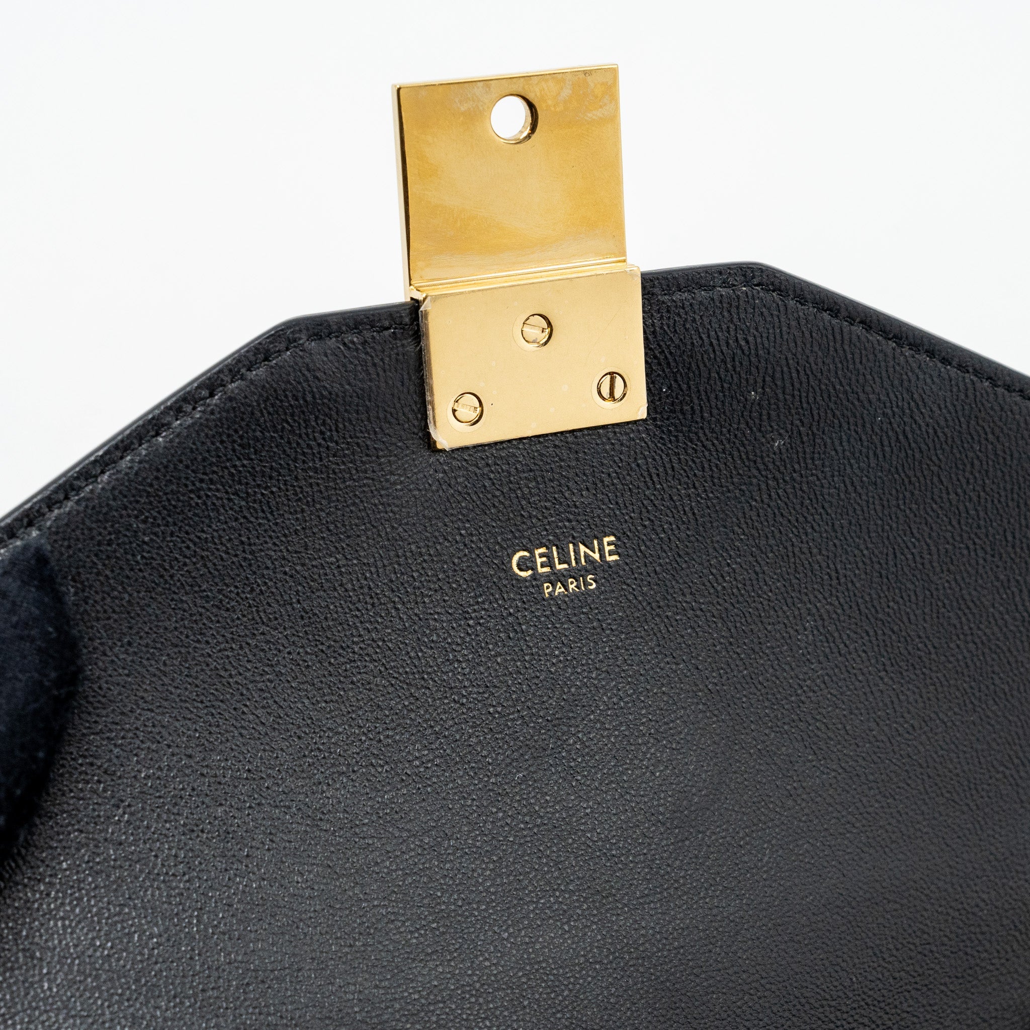 CELINE MEDIUM C BAG TWEED/ LEATHER BLACK/ WHITE GHW