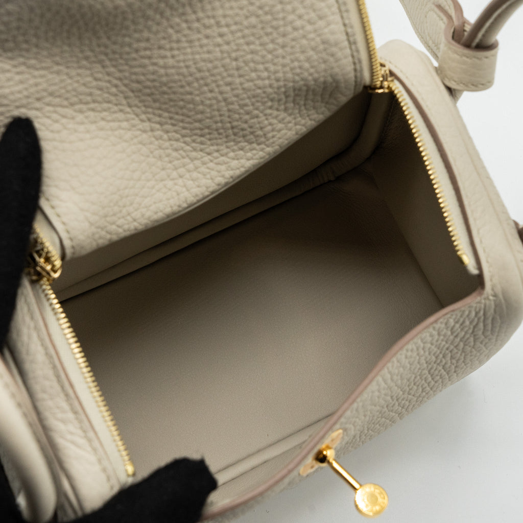 HERMES MINI LINDY CLEMENCE BETON GHW