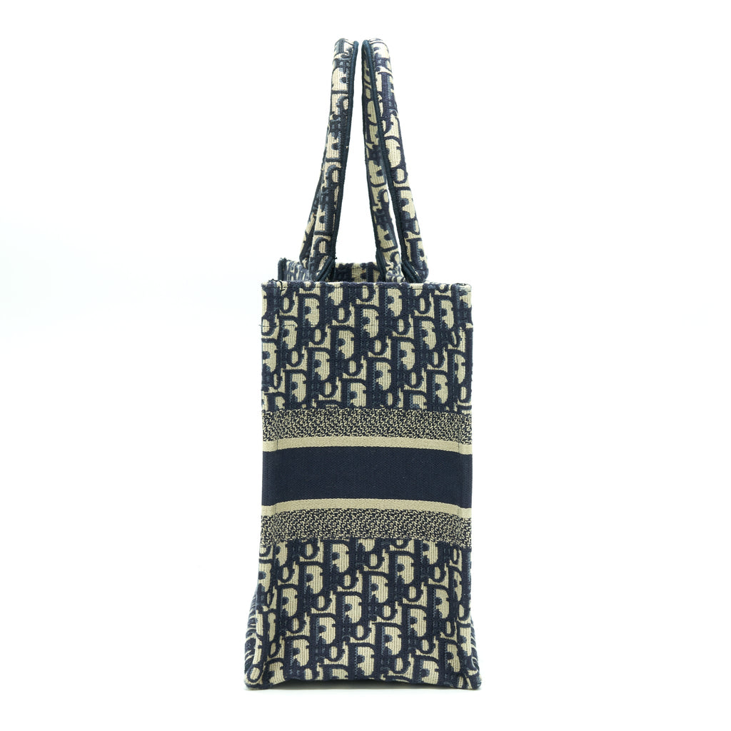 DIOR SMALL BOOK TOTE BAG BLUE OBLIQUE JACQUARD