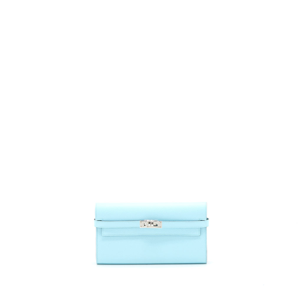 HERMES KELLY LONG WALLET EPSOM U2 BLUE ZEPHYR SHW