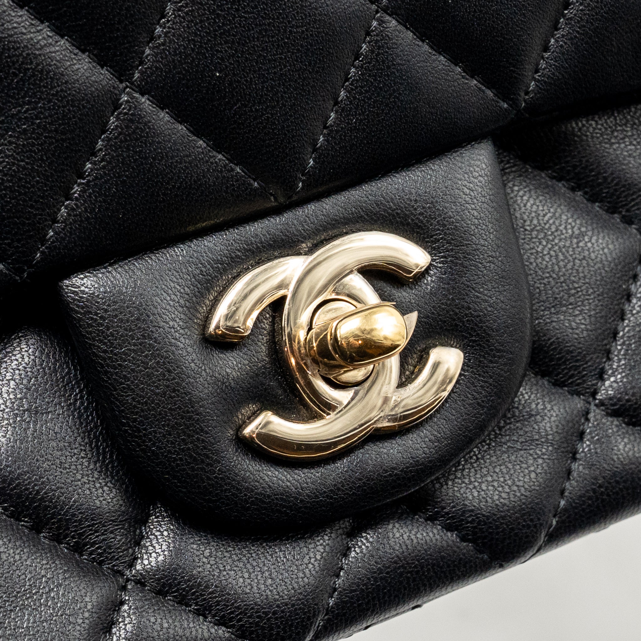 CHANEL COCO CHARMS MINI RECTANGULAR FLAP BAG LAMBSKIN BLACK LGHW