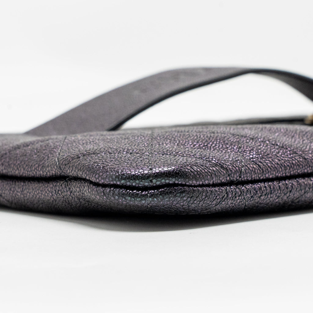 CHANEL NIGHT BY THE C POUCH CLUTCH CAVIAR IRIDESCENT BLACK LGHW
