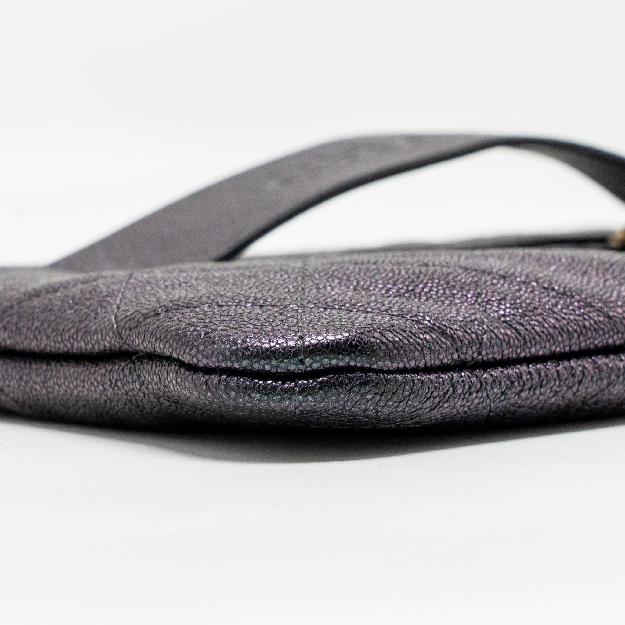 CHANEL NIGHT BY THE C POUCH CLUTCH CAVIAR IRIDESCENT BLACK LGHW