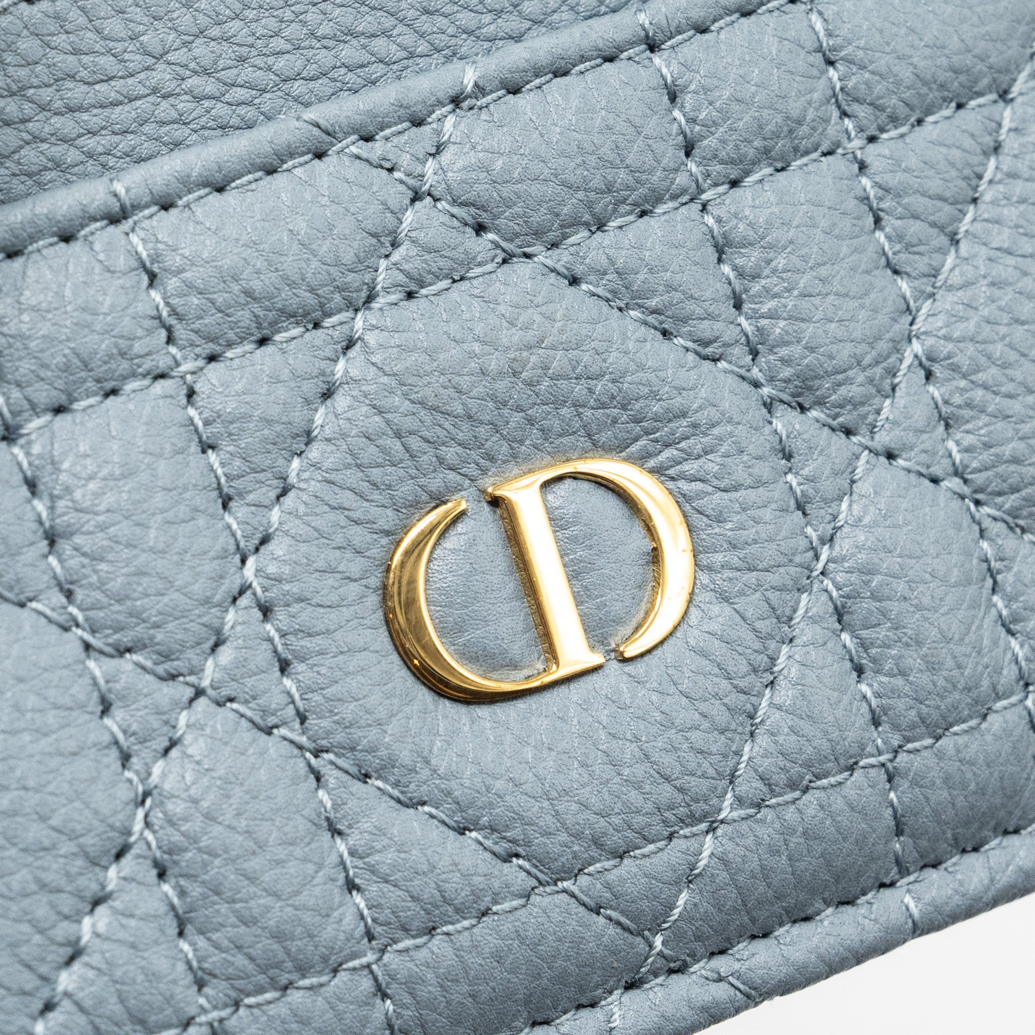 DIOR CARO FIVE-SLOT CARD HOLDER CALFSKIN GREY LGHW