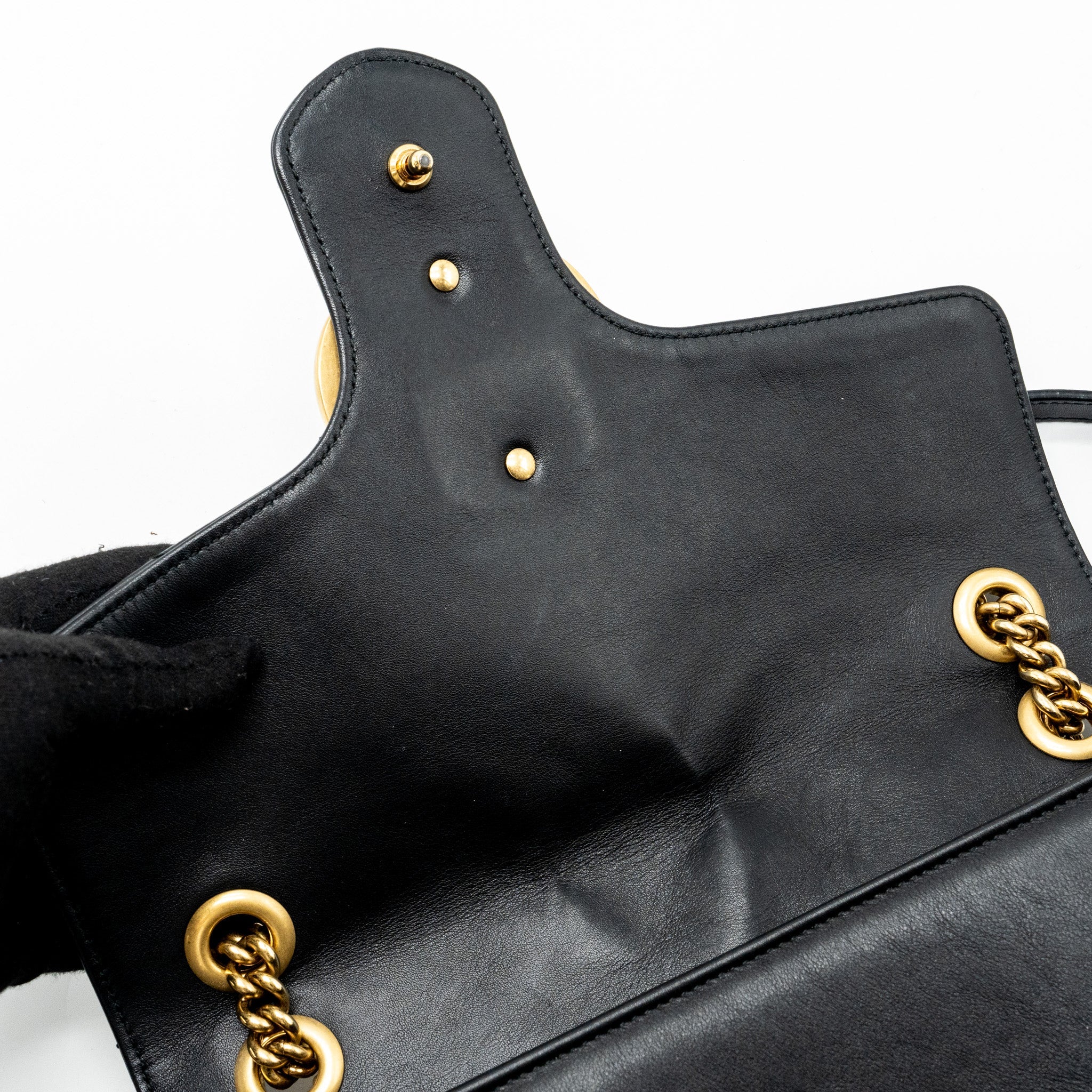 GUCCI MEDIUM GG MARMONT BAG CALFSKIN BLACK GHW