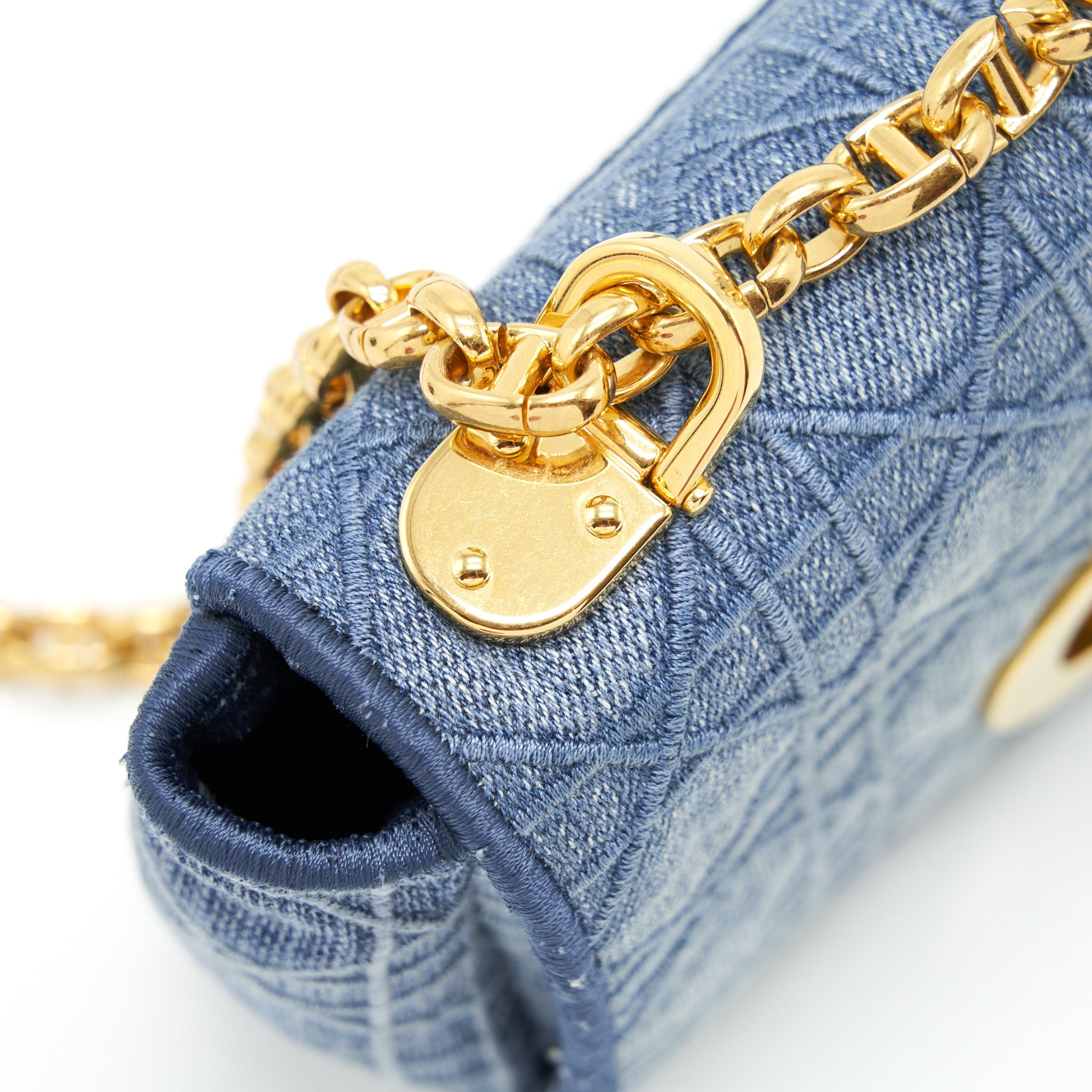 DIOR SMALL DIOR CARO BAG DENIM BLUE GHW