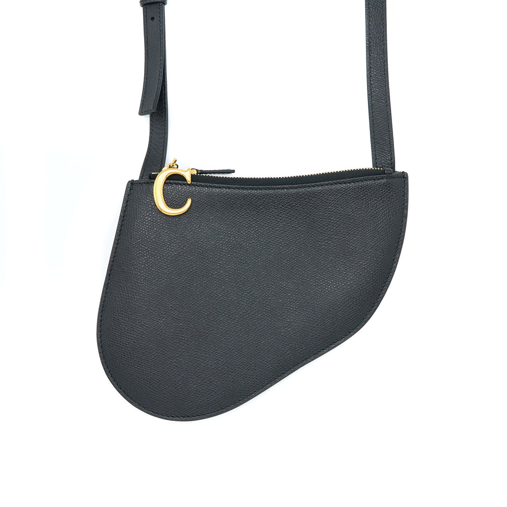 DIOR SADDLE TRIO CROSSBODY POUCH CALFSKIN BLACK GHW