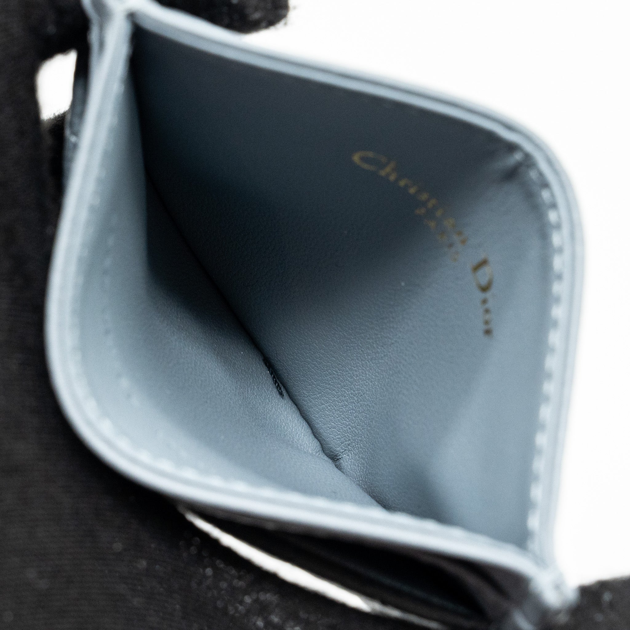 DIOR CARO FIVE-SLOT CARD HOLDER CALFSKIN GREY LGHW