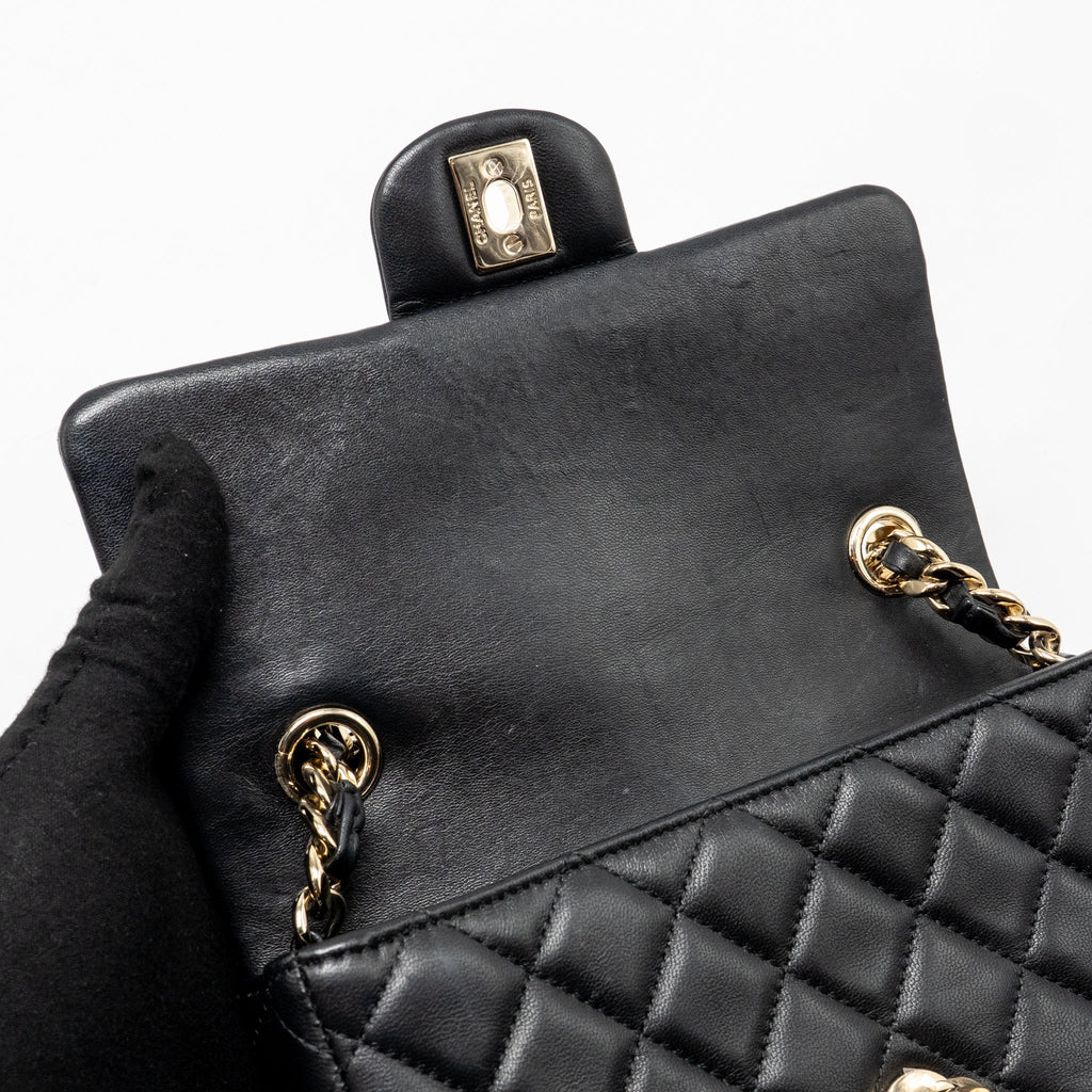 CHANEL COCO CHARMS MINI RECTANGULAR FLAP BAG LAMBSKIN BLACK LGHW