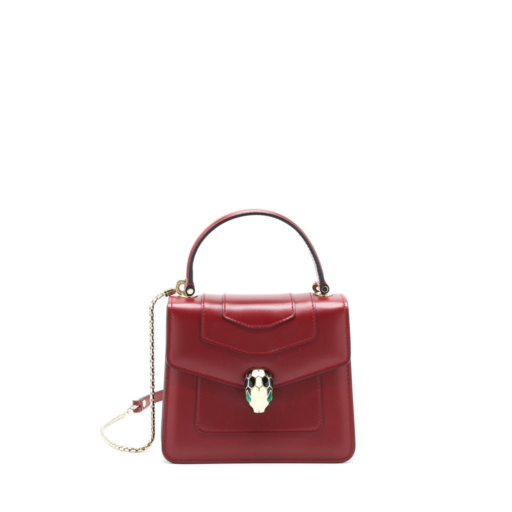 BVLGARI SERPENTI FOREVER TOP HANDLE BAG RED GHW