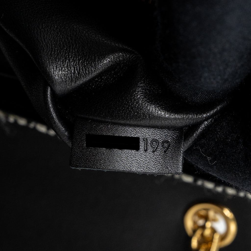 CELINE MEDIUM C BAG TWEED/ LEATHER BLACK/ WHITE GHW