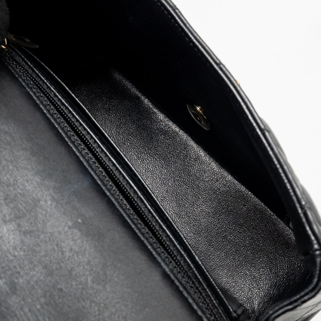 CHANEL COCO CHARMS MINI RECTANGULAR FLAP BAG LAMBSKIN BLACK LGHW