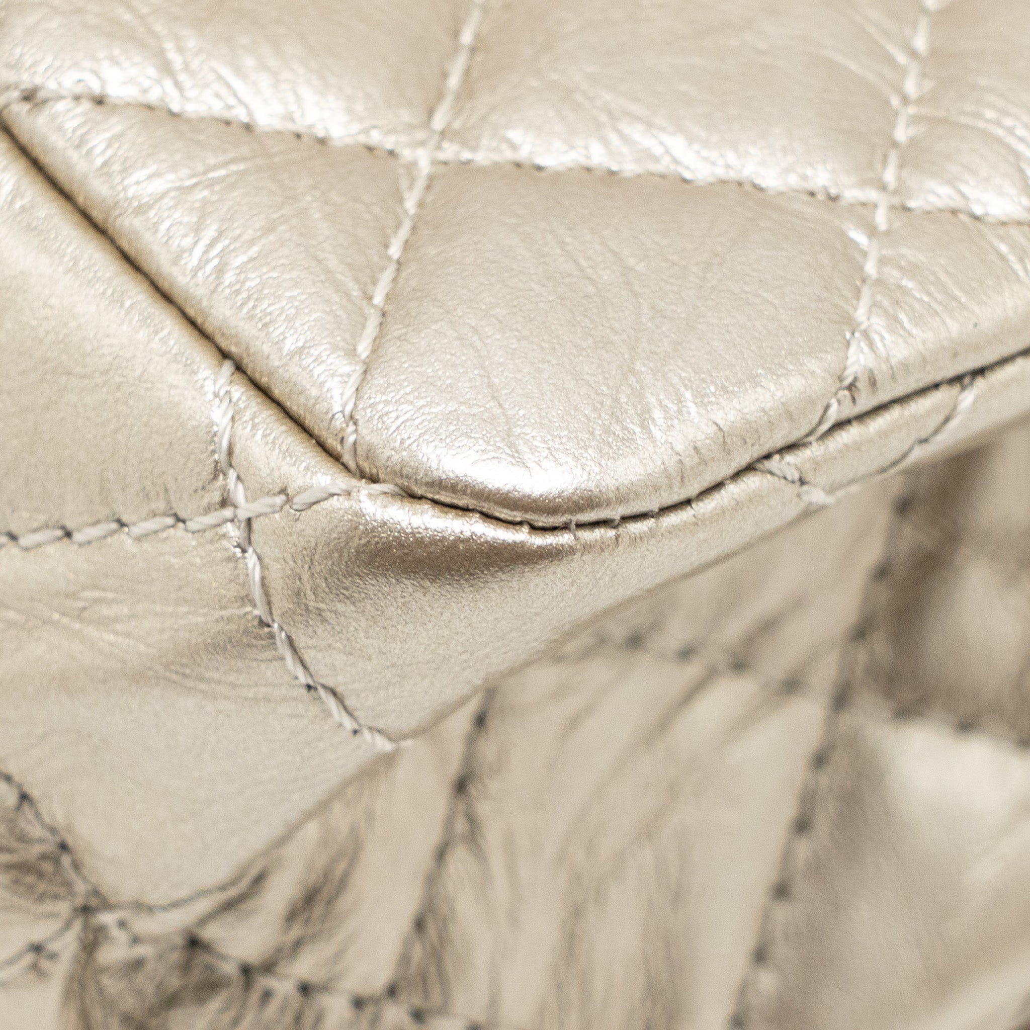 CHANEL SMALL 2.55 REISSUE DOUBLE FLAP BAG AGED CALFSKIN METALLIC LIGHT GOLD WITH LGHW