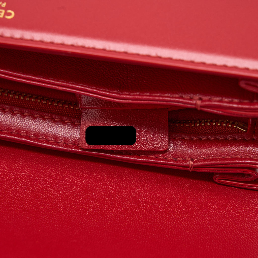 CELINE MEDIUM CLASSIQUE TRIOMPHE BAG SHINY CALFSKIN RED GHW