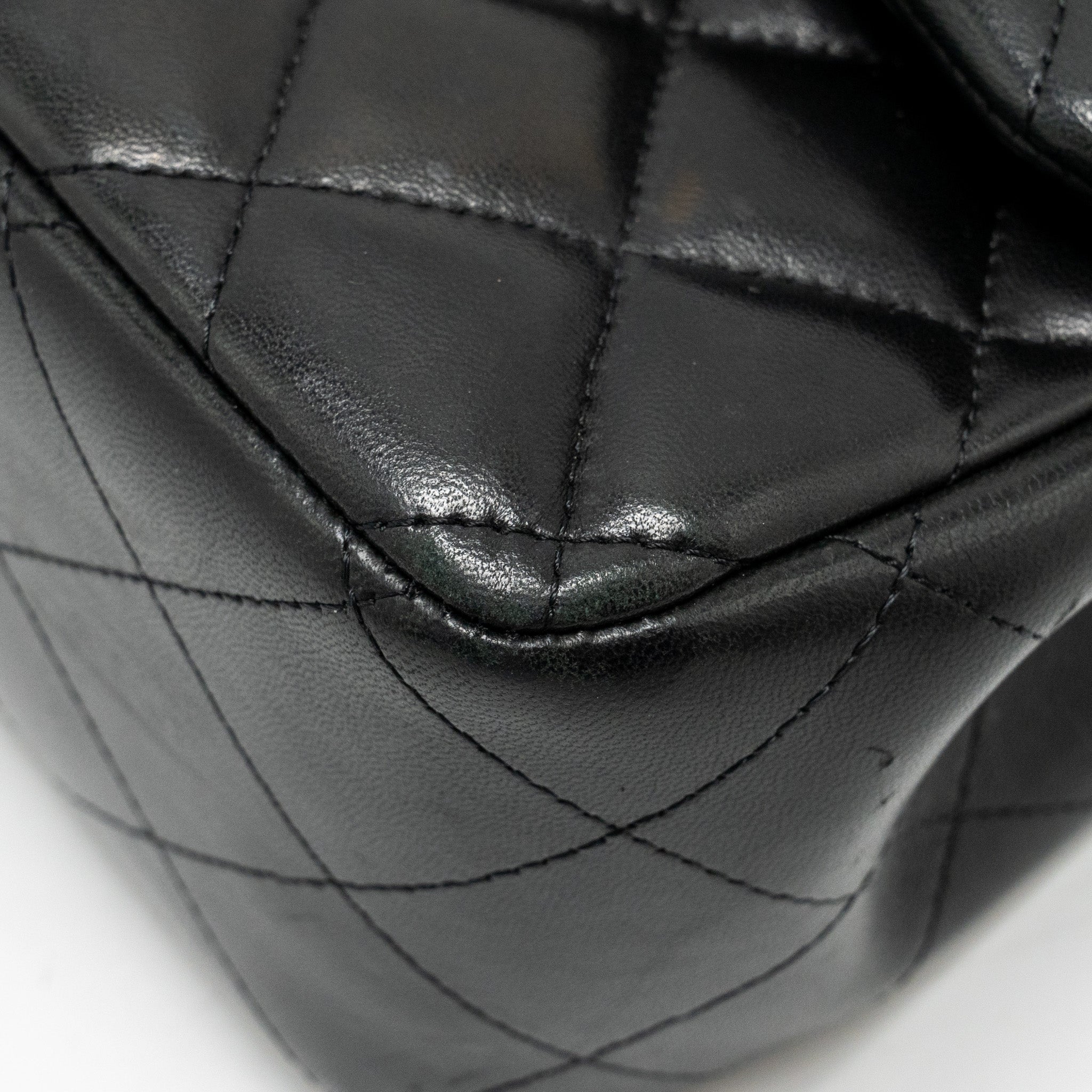 CHANEL JUMBO CLASSIC DOUBLE FLAP BAG LAMBSKIN BLACK GHW