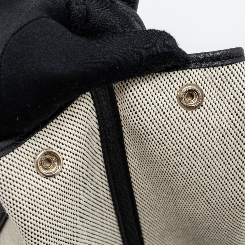 HERMES GARDEN PARTY 36 CANVAS/ LEATHER BLACK / WHITE SHW