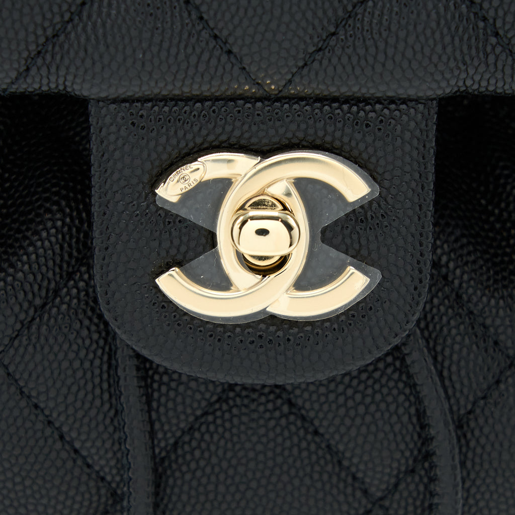 CHANEL 23P MINI FLAP BACKPACK CAVIAR BLACK LGHW (MICROCHIP)